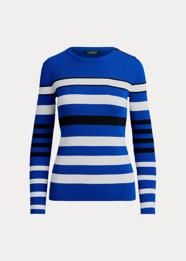 Ralph Lauren Ribbed Cotton-Blend Striktrøje Dame Danmark (VBOQS7041)